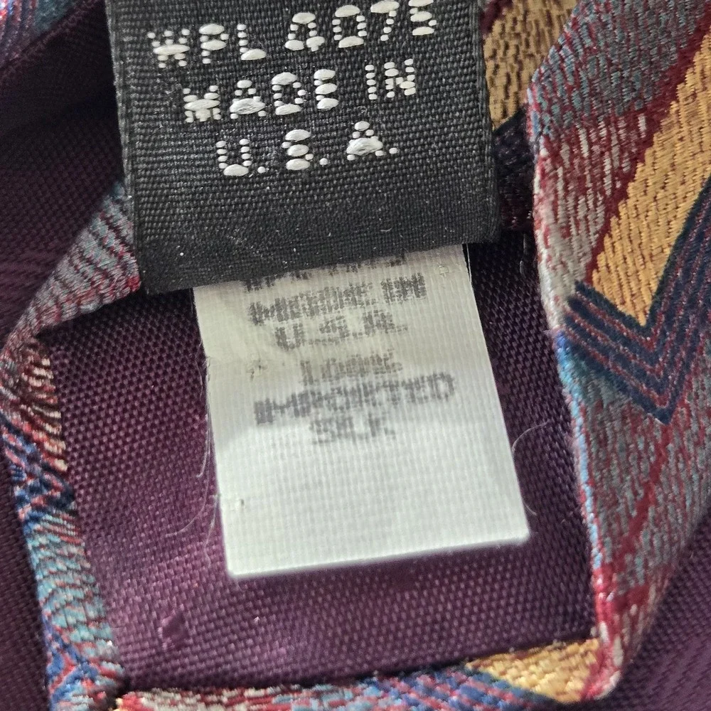 VTG Resilio Repp‎ Tie Purple Red Gold Striped 100% Silk Made in USA 80s 90s